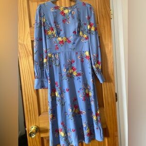 Dee Elly Blue Floral Printed Long Sleeve Midi Maxi Dress